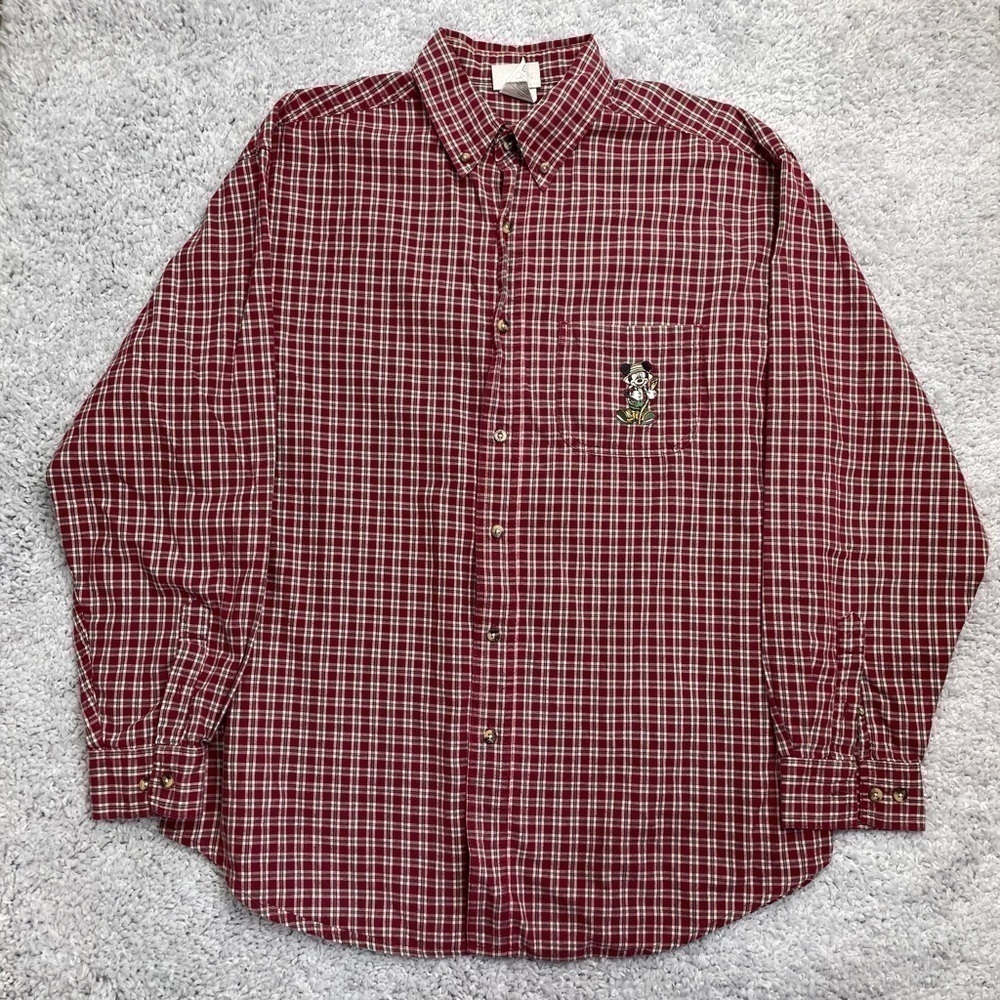 Vintage Disneyland Shirt Mens Large Plaid Button Down Casual Dad Mickey Mouse